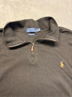 Ralph Lauren Estate Rib Half-Zip Sweater with Yellow Polo Pony